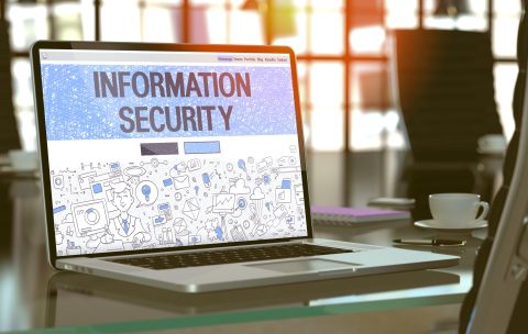 Laptop Screen with Information Security Concept.